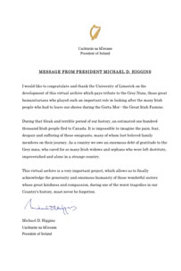 Letter from President Higgins
